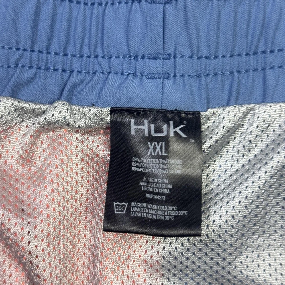 Huk Swim Trunks Shorts Mens 2XL Blue Orange Lined Drawstring Pockets Quick Dry